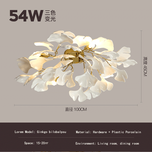 Ginkgo feuille cage d'escalier long lustre lumière atmosphérique villa de luxe duplex bâtiment loft hall d'hôtel lampes d'art créatives - vue 20 sur 20