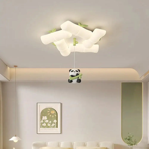 plafonnier panda en bambou pour chambre d'enfant et maternelle - vue 3 sur 8