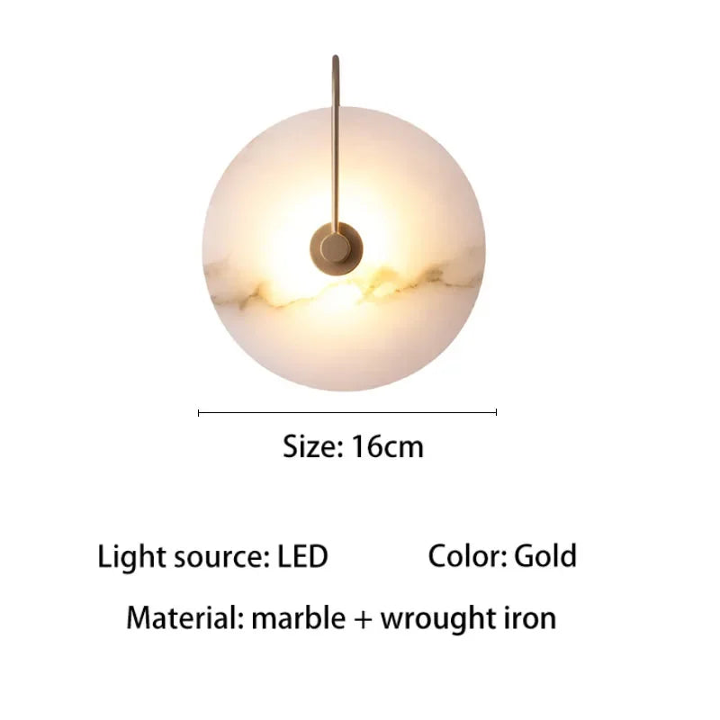 Applique murale LED marbre moderne luxe noir or - vue 11 sur 11