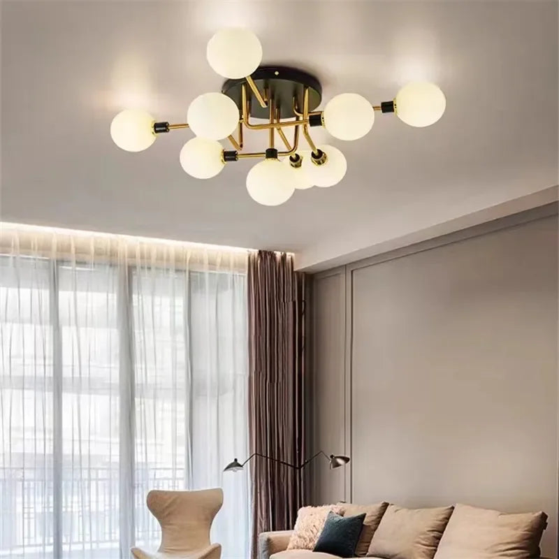 plafonnier nordique led en verre et métal pour intérieur loft - vue 4 sur 18
