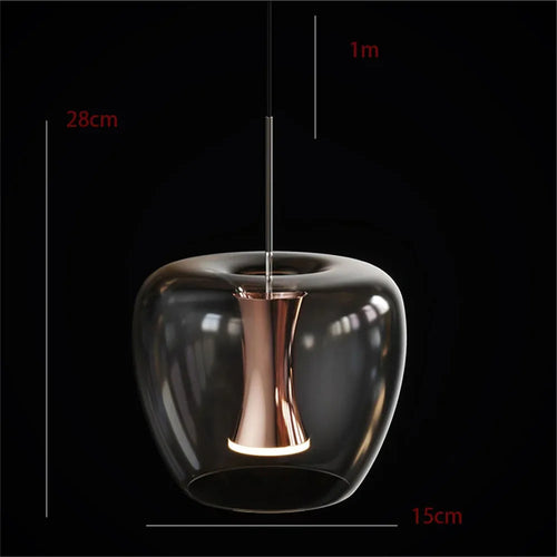 suspension led en verre transparent au design moderne pour décoration intérieure - vue 3 sur 10