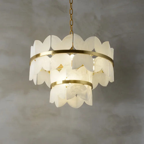 suspension en marbre naturel et cuivre design créatif minimaliste - vue 2 sur 9