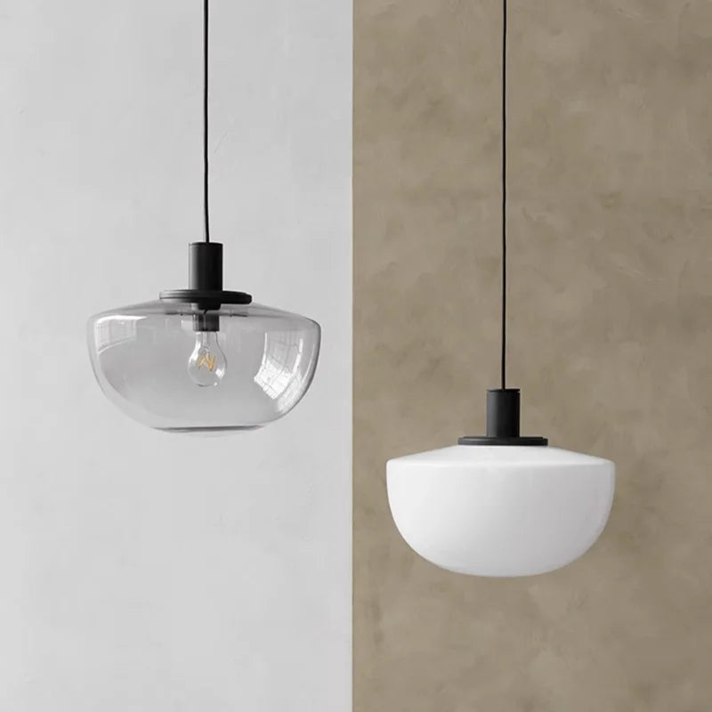 lampe minimaliste suspendue en verre adaptée pour étude et chevet - vue 3 sur 12