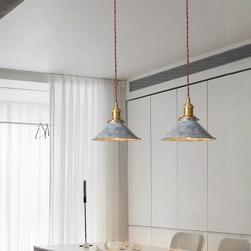 suspension loft luminaire vintage industriel avec abat-jour en métal - vue 4 sur 12