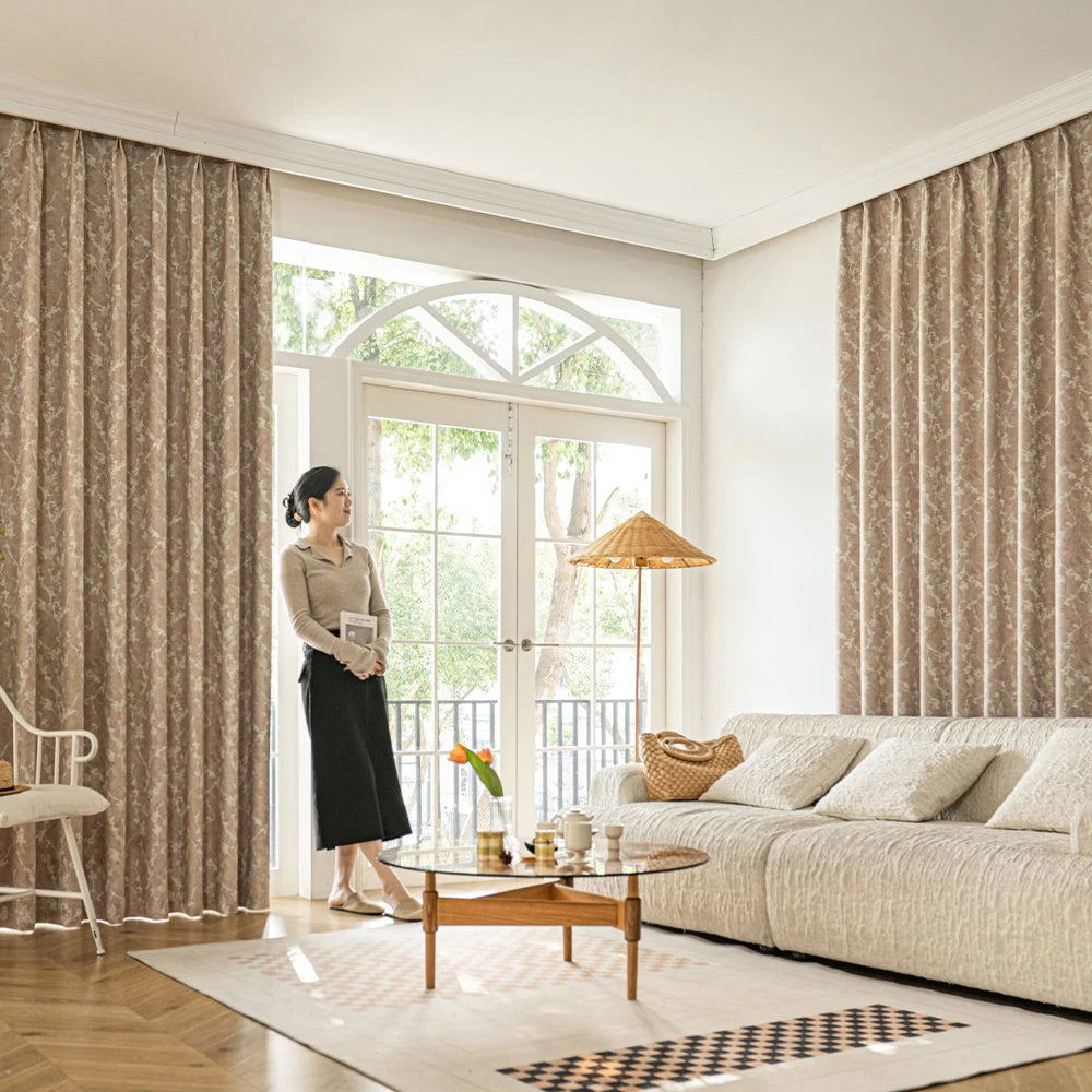 Rideau occultant motifs floraux décoratif pour chambre salon