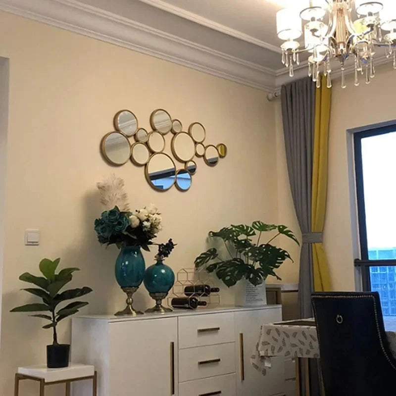 décoration murale en résine en forme de soleil avec miroir suspendu - vue 7 sur 7