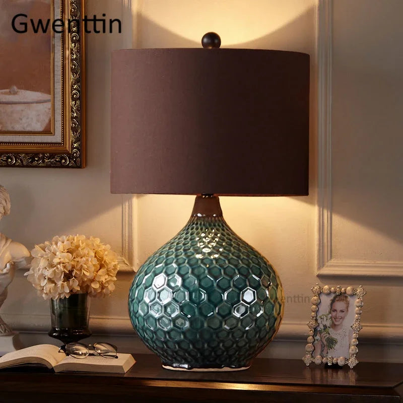 lampes de table en céramique vintage avec éclairage led moderne - vue 3 sur 12