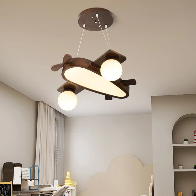 suspension en bois massif motif avion pour enfants - vue 4 sur 8