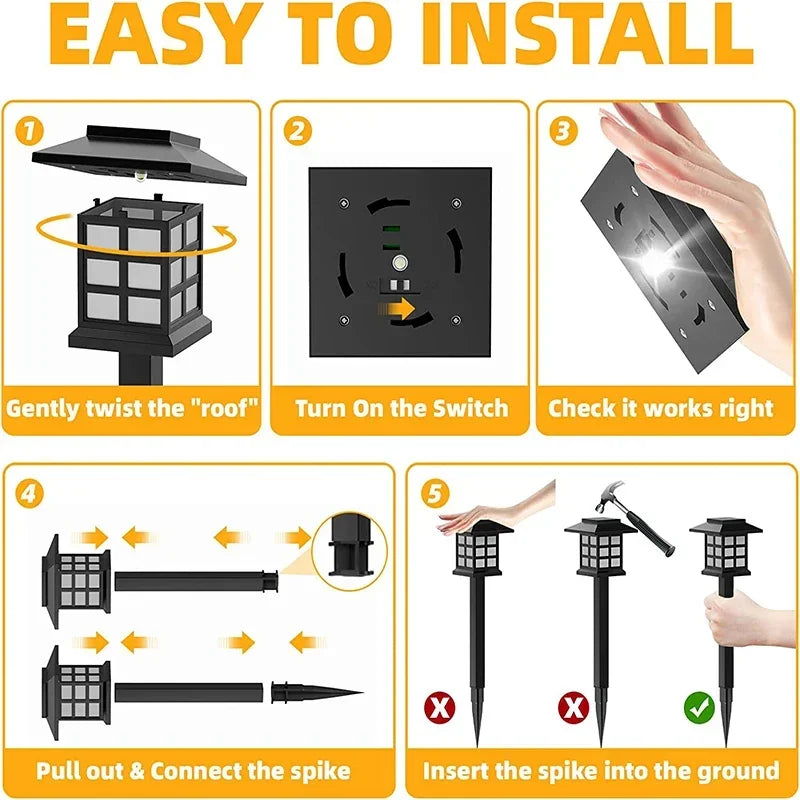 lot de lampes solaires led pour éclairage extérieur décoratif de jardin - vue 6 sur 8