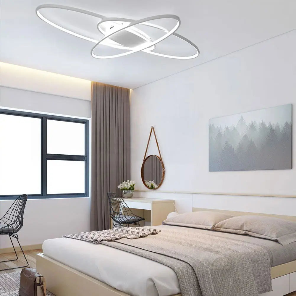 plafonnier led décalé 3 ellipses télécommande - vue 2 sur 8