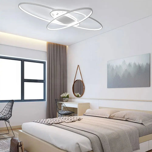 plafonnier led décalé 3 ellipses télécommande - vue 3 sur 8