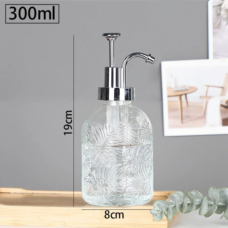 distributeur de savon en verre transparent rechargeable pour gel douche - vue 10 sur 17