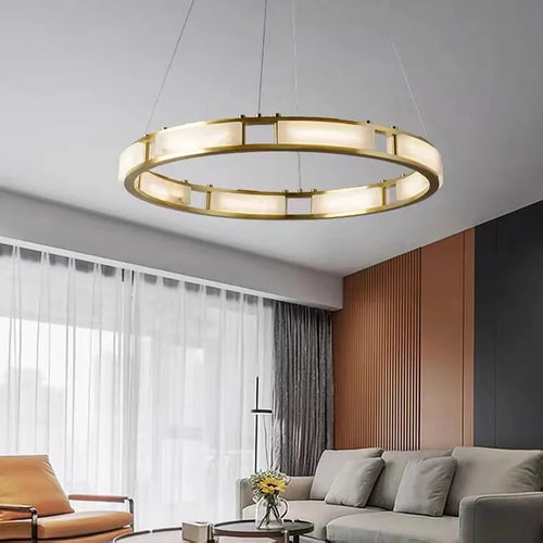 lustre rond en marbre led post-moderne à intensité réglable - vue 7 sur 10