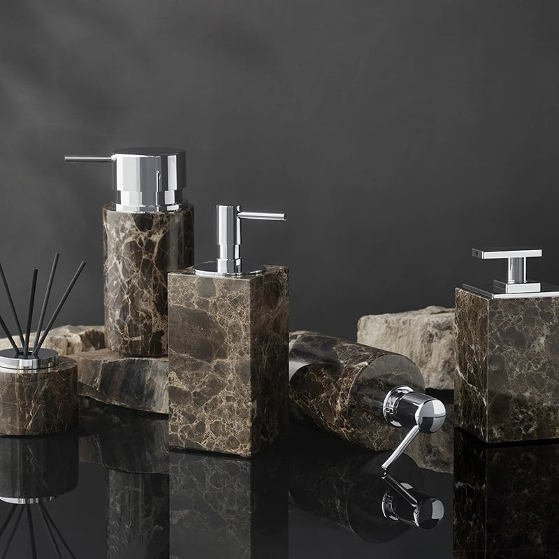 accessoires de salle de bain en marbre naturel ensemble luxe - vue 5 sur 27