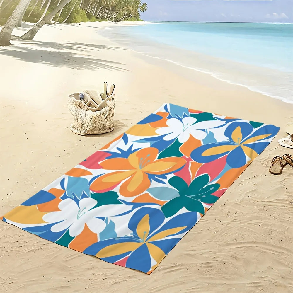 serviette de plage microfibre motifs floraux séchage rapide - vue 5 sur 6