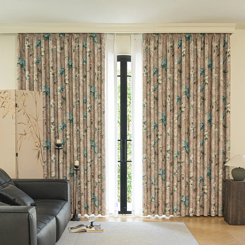Rideau occultant motif floral style moderne chambre salon - vue 3 sur 9