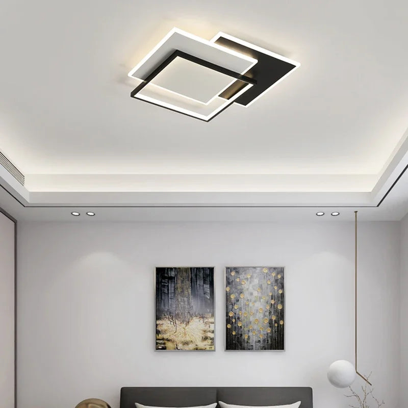 lustre moderne dimmable design intérieur lumineux rectangle décoratif - vue 5 sur 11
