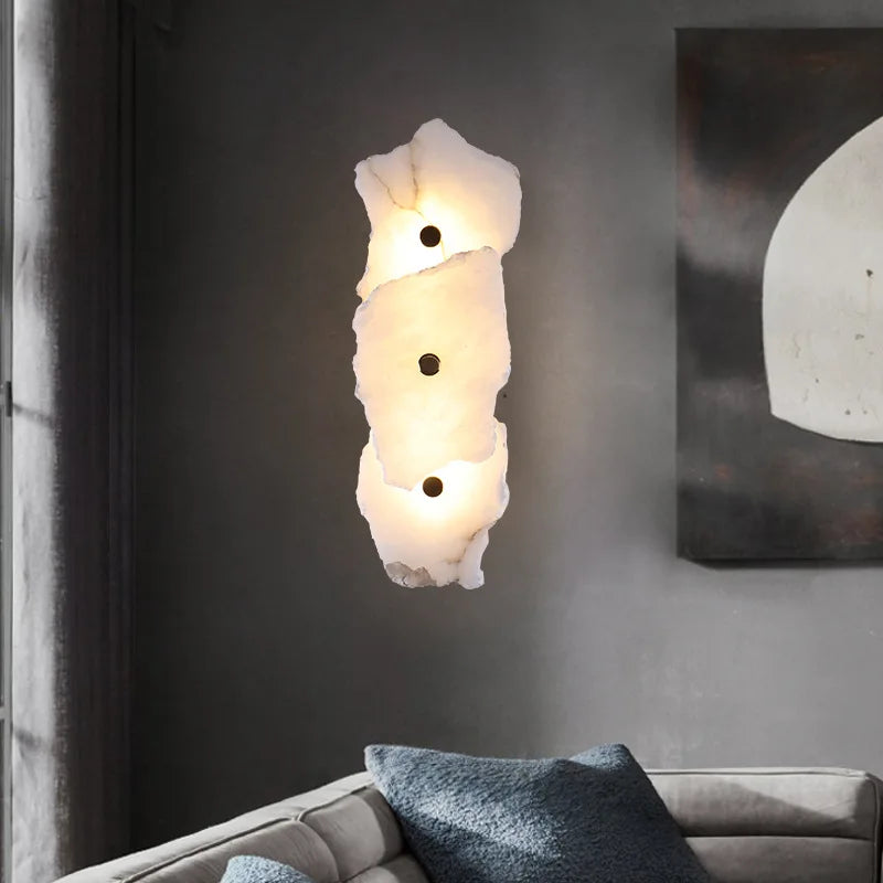 applique murale moderne en laiton et marbre naturel design luxe - vue 1 sur 12