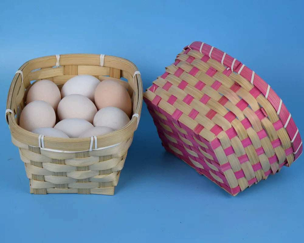 panier en bambou tressé pour œufs pain fruits et pique-nique - vue 4 sur 6