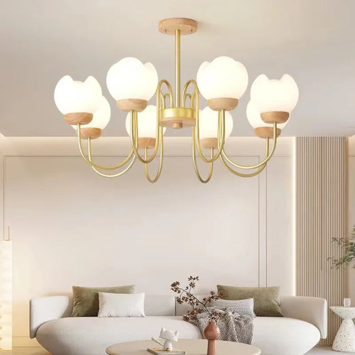 lustre nordique en bois massif pour décoration intérieure élégante - vue 2 sur 9