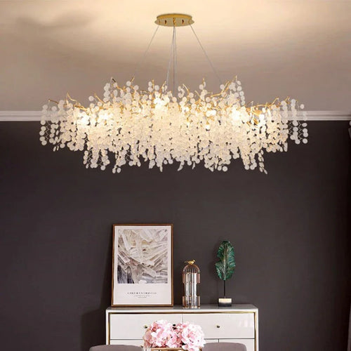 lustre en cristal doré style européen décoration intérieure élégante - vue 5 sur 13