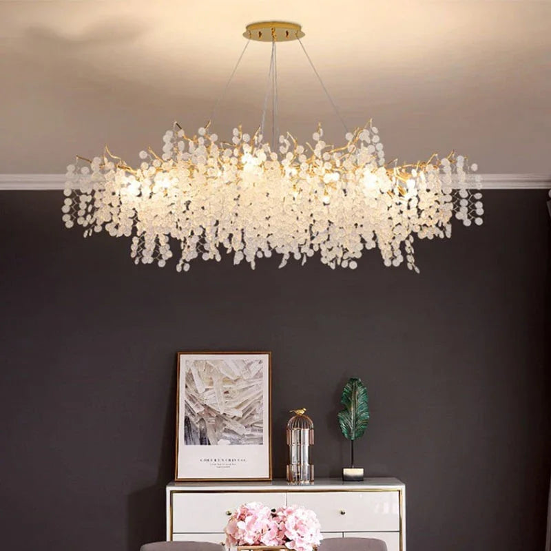 lustre en cristal doré style européen décoration intérieure élégante - vue 4 sur 13