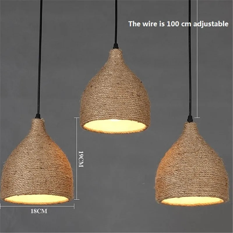 luminaires suspendus vintage en corde de chanvre éclairage industriel loft
