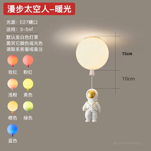 plafonnier led nordique créatif astronaute ballon pour enfants - vue 21 sur 21
