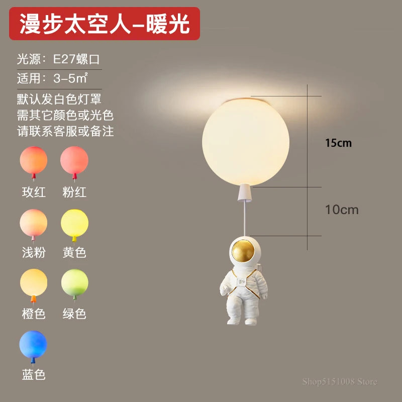 plafonnier led nordique créatif astronaute ballon pour enfants - vue 20 sur 21