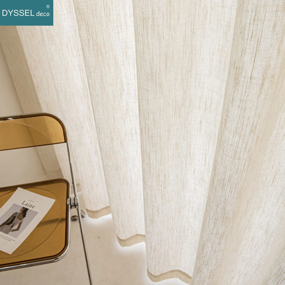 Voilage rideau style lin moderne pour salon chambre - vue 6 sur 7