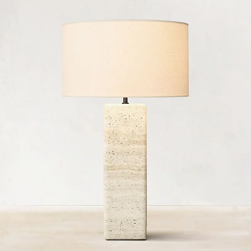 lampe à poser post-moderne en travertin style wabi-sabi art déco