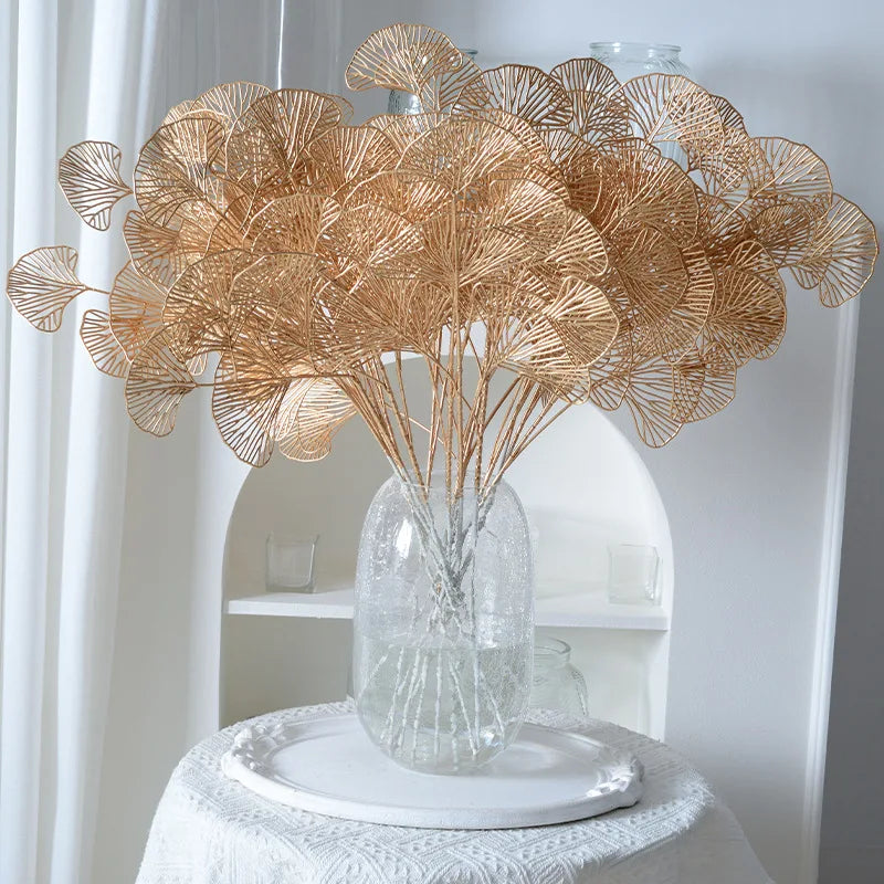 lot de feuilles artificielles ginkgo eucalyptus houx pour décoration florale - vue 5 sur 13