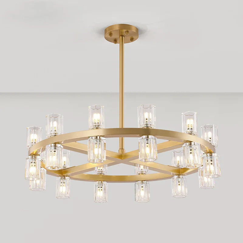lustre en laiton et cristal pour décoration de luxe - vue 4 sur 17