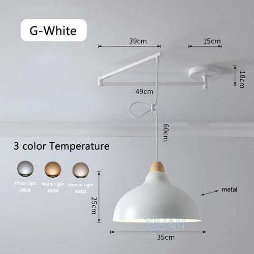 suspension moderne à bras oscillant led mobile - vue 12 sur 30