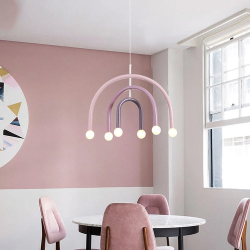 lustre arc-en-ciel métallique fil art déco suspendu réglable - vue 3 sur 22