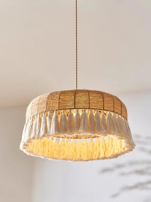 lustre à LED en corde de chanvre pour décoration intérieure - vue 5 sur 9