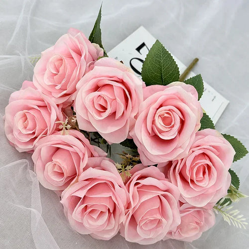 bouquet de roses artificielles en soie pour décoration de mariage - vue 13 sur 15
