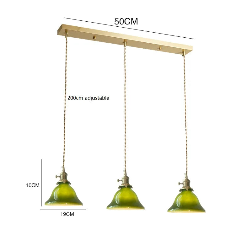 Suspension vintage style américain en cuivre bois et verre - vue 27 sur 30
