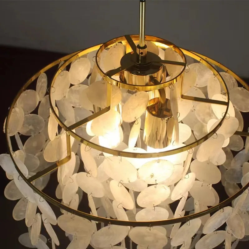 lustre rétro en coquillage pour décoration intérieure moderne - vue 6 sur 13