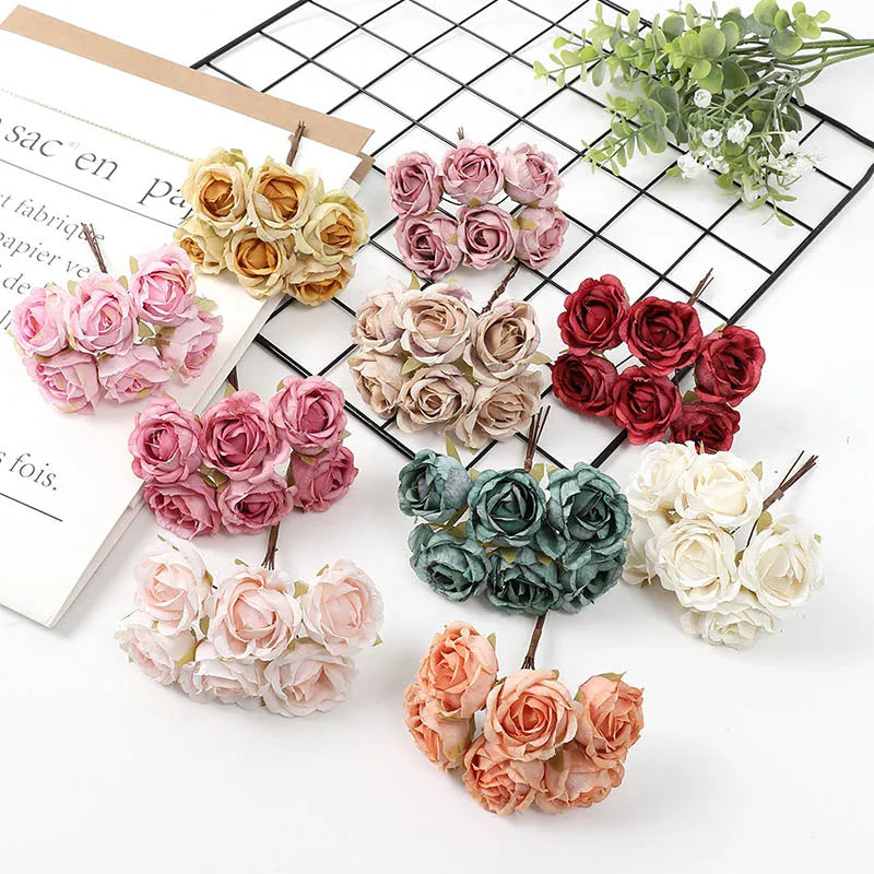 mini bouquet de roses artificielles pour décoration florale - vue 2 sur 15