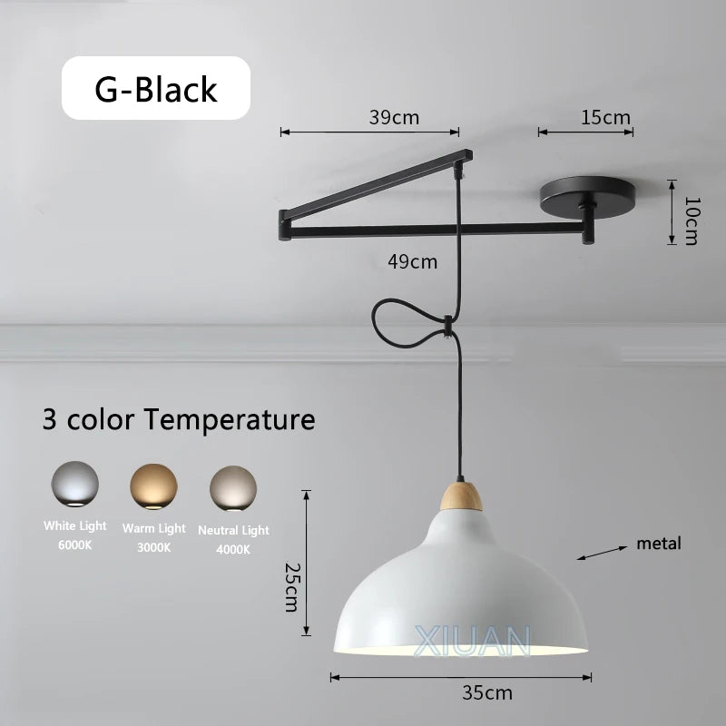 suspension moderne à bras oscillant led mobile - vue 14 sur 30