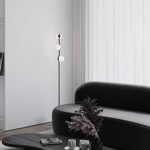 lampadaire post-moderne design nordique à trois têtes en verre blanc - vue 4 sur 10