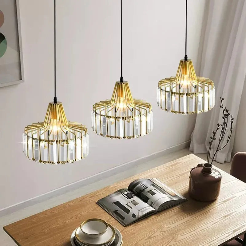 Suspension LED nordique pour cuisine île salle à manger ronde moderne lustre en fer noir zone de repos luminaires en verre E27 - vue 3 sur 12
