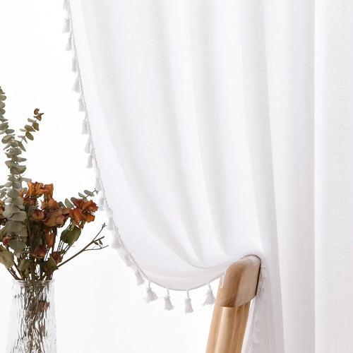 Voilage effet lin extra long sur mesure moderne - vue 7 sur 6