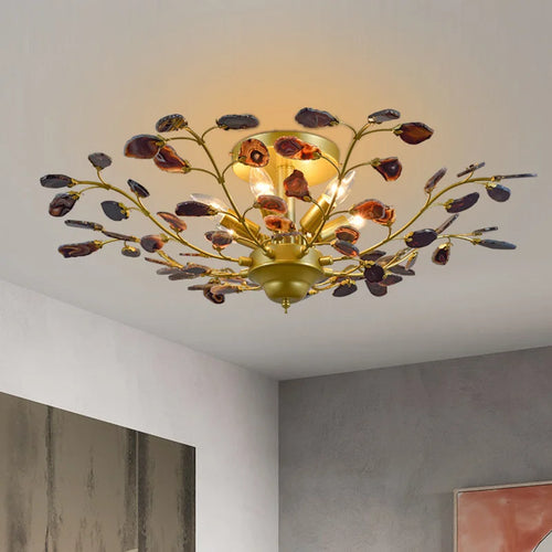 lustre led en agate naturelle idéal pour décoration romantique - vue 6 sur 15