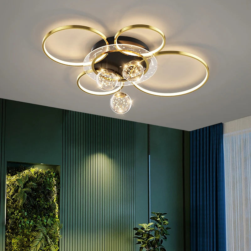 plafonnier moderne en forme d'anneaux décoratif pour intérieur - vue 5 sur 7