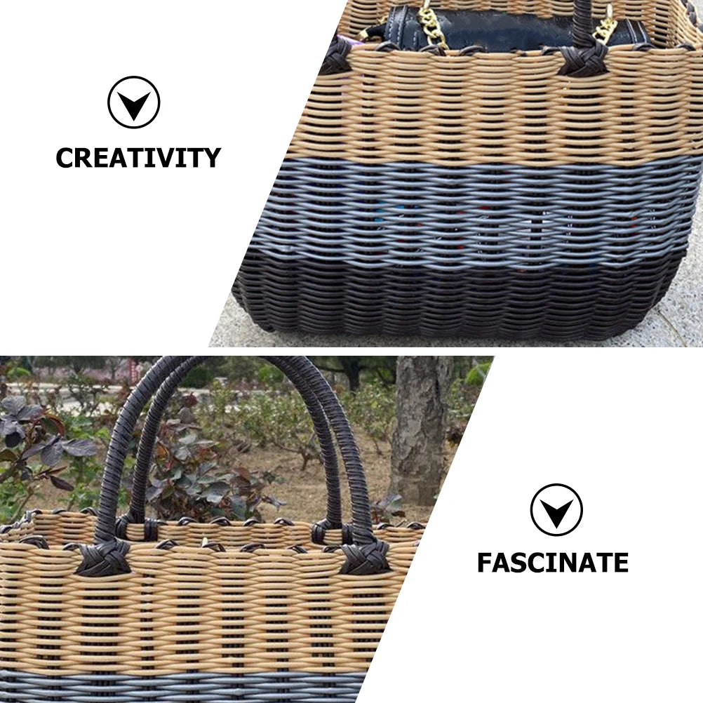 panier tissé en plastique pour rangement et organisation divers - vue 7 sur 7