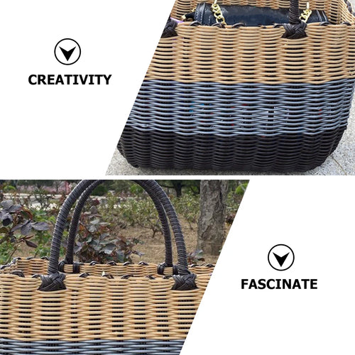 panier tissé en plastique pour rangement et organisation divers - vue 7 sur 7