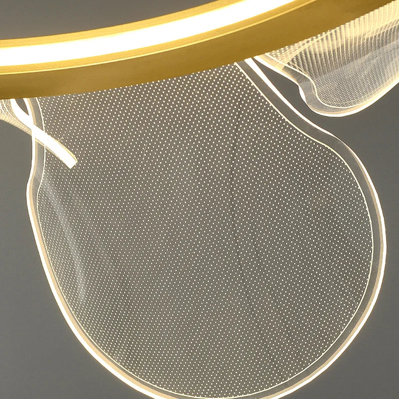 suspension led moderne avec anneau doré à gradation variable - vue 5 sur 10