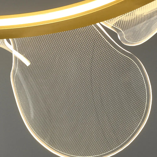 suspension moderne à led avec intensité variable et anneau doré - vue 6 sur 10